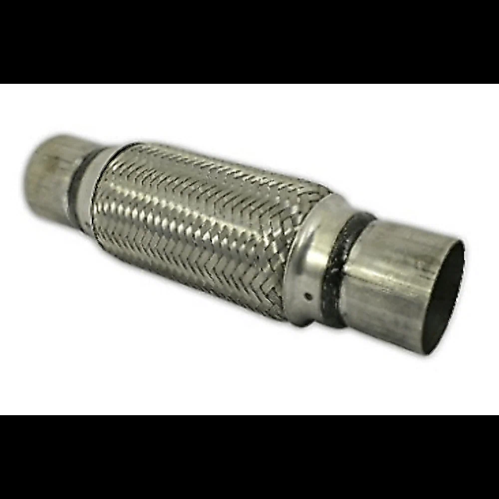 Exhaust Flex Pipe 2.5 x 8 w_ Ends Stainless Steel Double Braided